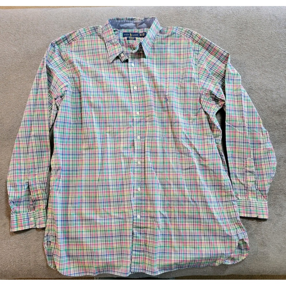 Ralph Lauren 100% Cotton Stretch Multicolor Long Sleeve Button-Up Shirt 2XLT‎
